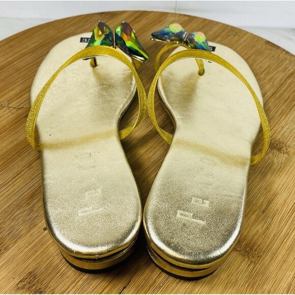 Pedro Gold Sandals With Multicolored Toe Glass Butterfly Size 5 - Picture 4 of 6
